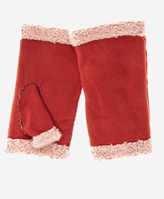 CA4163 (cranberry) – Women’s Italian lamb shearling fingerless gloves - Glamourous Grace