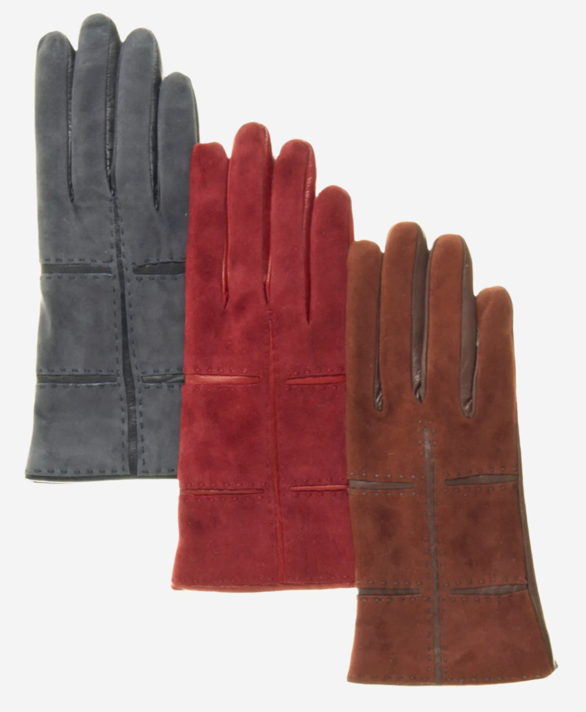 CA4330 (brown) – Women’s Italian suede gloves with cashmere lining, lambskin palms, and inserts - Glamourous Grace