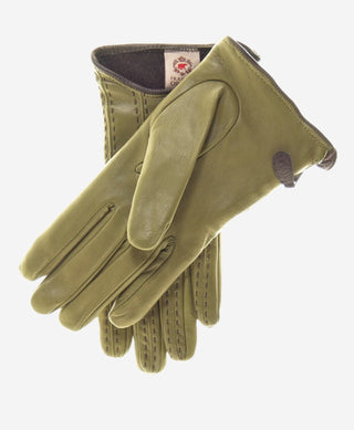 A4348 (olive) – Women’s Italian leather gloves with cashmere lining and side zipper - Glamourous Grace