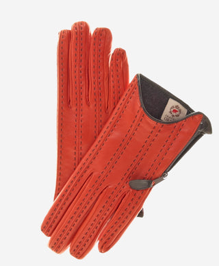 CA4348 (persimmon) - Women’s Italian leather gloves with cashmere lining and side zipper - Glamourous Grace
