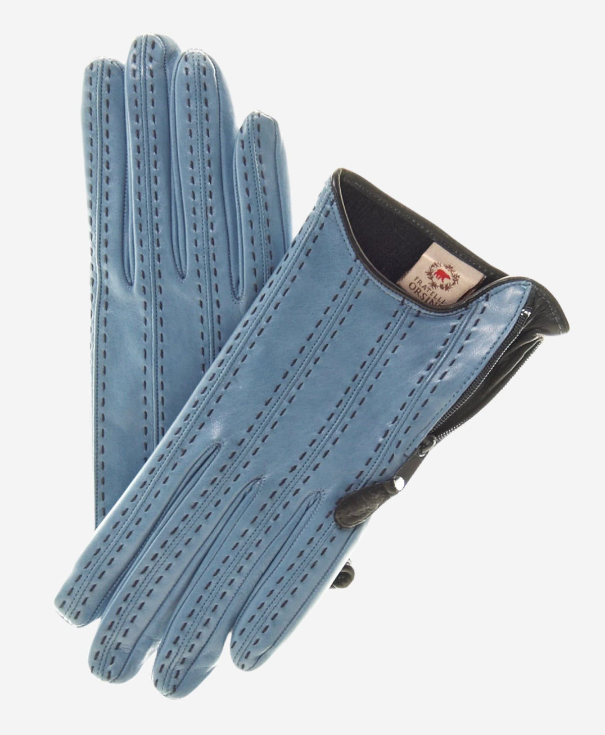 CA4348 (sky) - Women’s Italian leather gloves with cashmere lining and side zipper - Glamourous Grace
