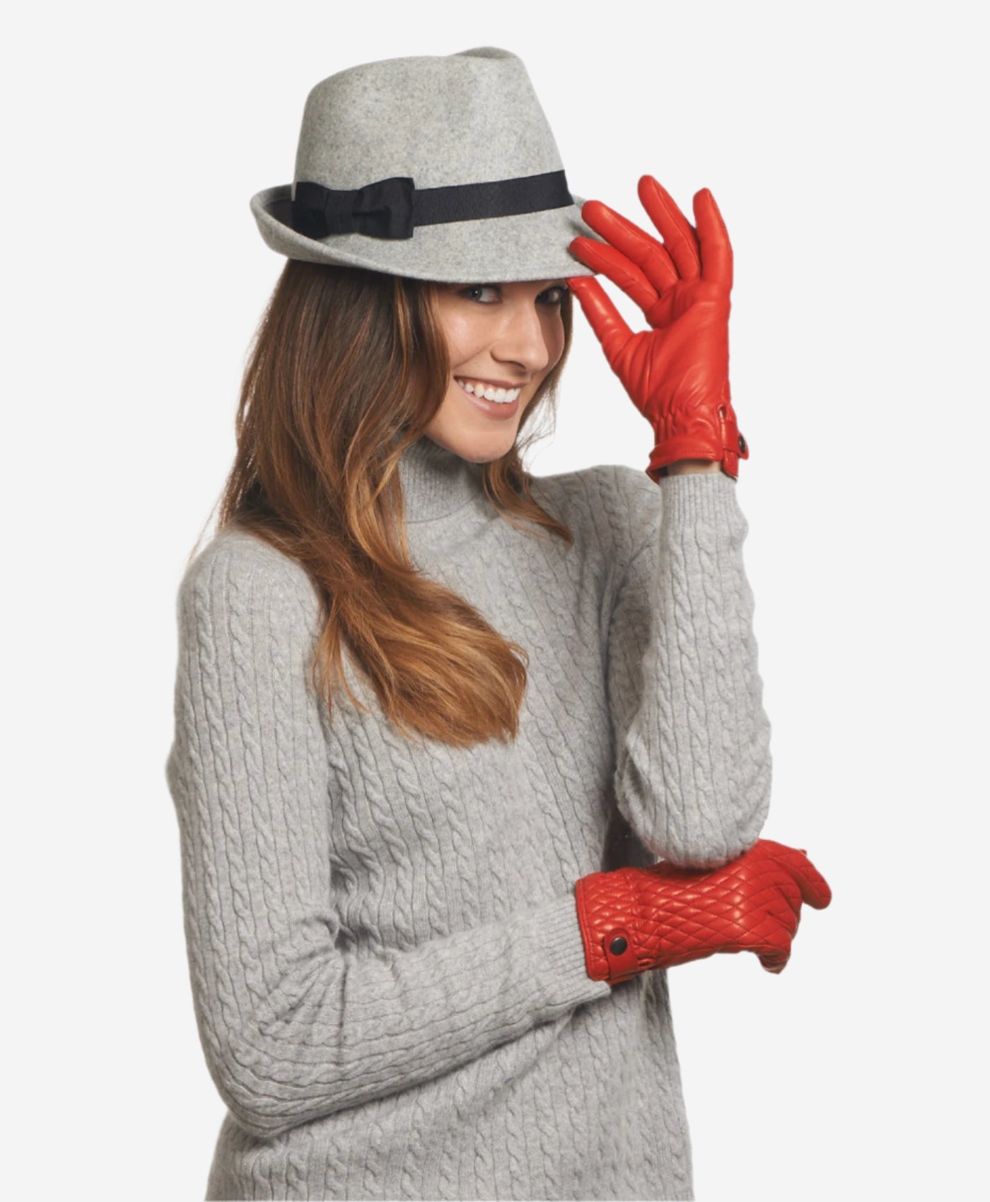 CA4439 (red) - Women’s quilted Italian leather gloves with cashmere lining - Glamourous Grace