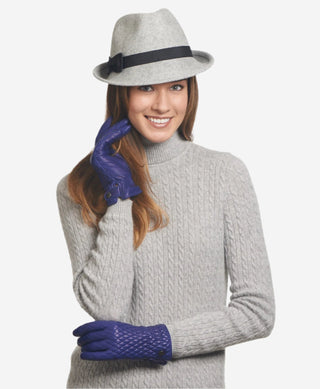CA4439 (blue) - Women’s quilted Italian leather gloves with cashmere lining - Glamourous Grace