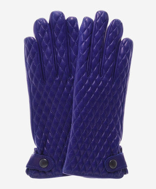 CA4439 (blue) - Women’s quilted Italian leather gloves with cashmere lining - Glamourous Grace