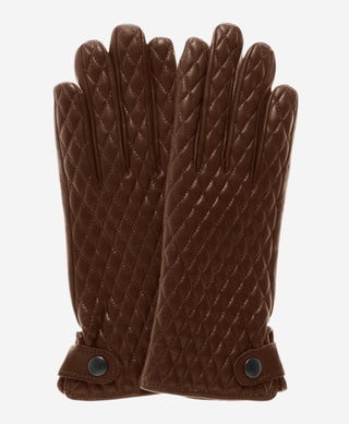 CA4439 (brown) - Women’s quilted Italian leather gloves with cashmere lining - Glamourous Grace