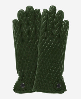 CA4439 (green) - Women’s quilted Italian leather gloves with cashmere lining - Glamourous Grace