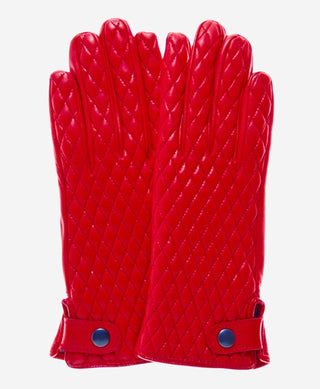 CA4439 (red) - Women’s quilted Italian leather gloves with cashmere lining - Glamourous Grace