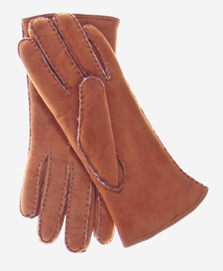 CA4465 (saddle) - Women’s handsewn Italian sueded lamb shearling gloves - Glamourous Grace