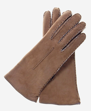 CA4465 (hazel) - Women’s handsewn Italian sueded lamb shearling gloves - Glamourous Grace