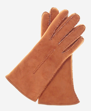 CA4465 (saddle) - Women’s handsewn Italian sueded lamb shearling gloves - Glamourous Grace