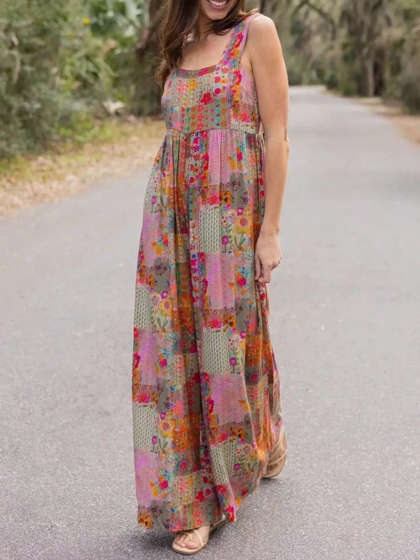 Plus Size Patchwork Wide-Leg Jumpsuit - Glamourous Grace