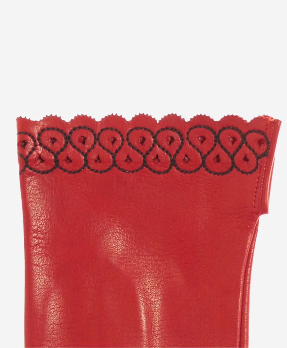 CA4534 (red) - Women’s Italian unlined dress leather gloves with “lace-work" cuff - Glamourous Grace