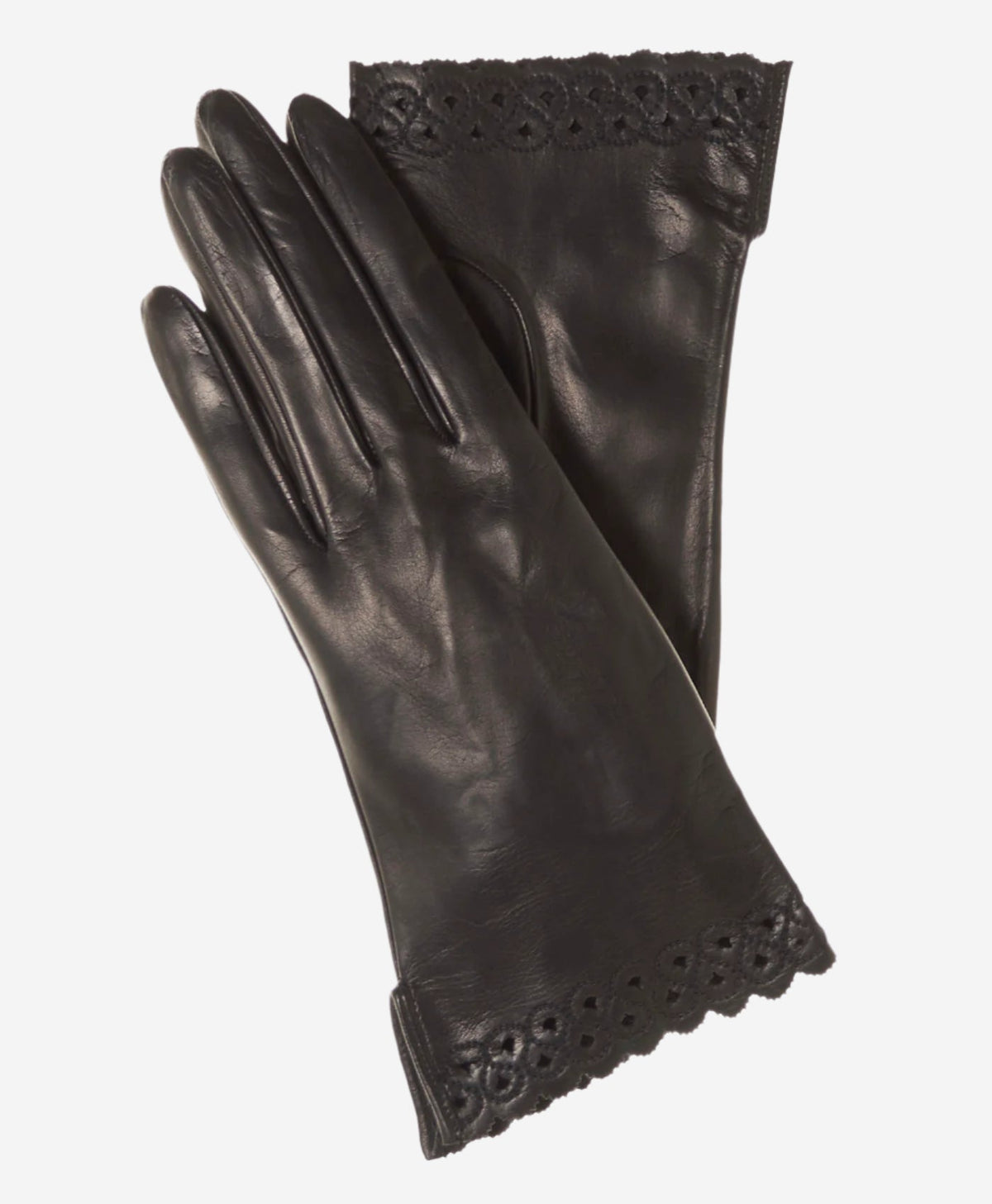 CA4534 (black) – Women’s Italian unlined dress leather gloves with “lace-work" cuff - Glamourous Grace