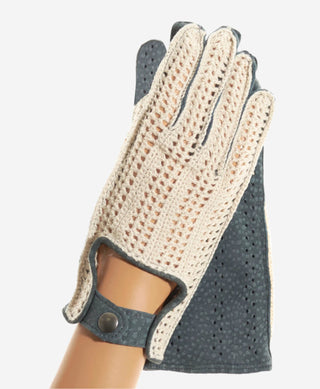 CA4620 (jeans) - Women’s Italian crochet and carpincho leather driving gloves - Glamourous Grace