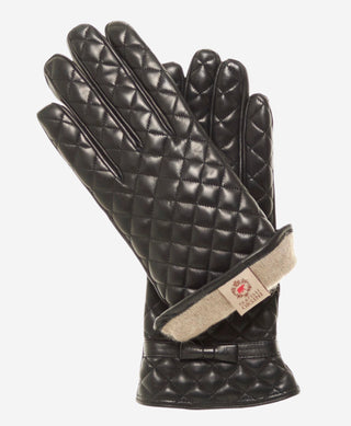 CA4643 (black) – Women’s Italian quilted leather gloves with cashmere lining and bow - Glamourous Grace