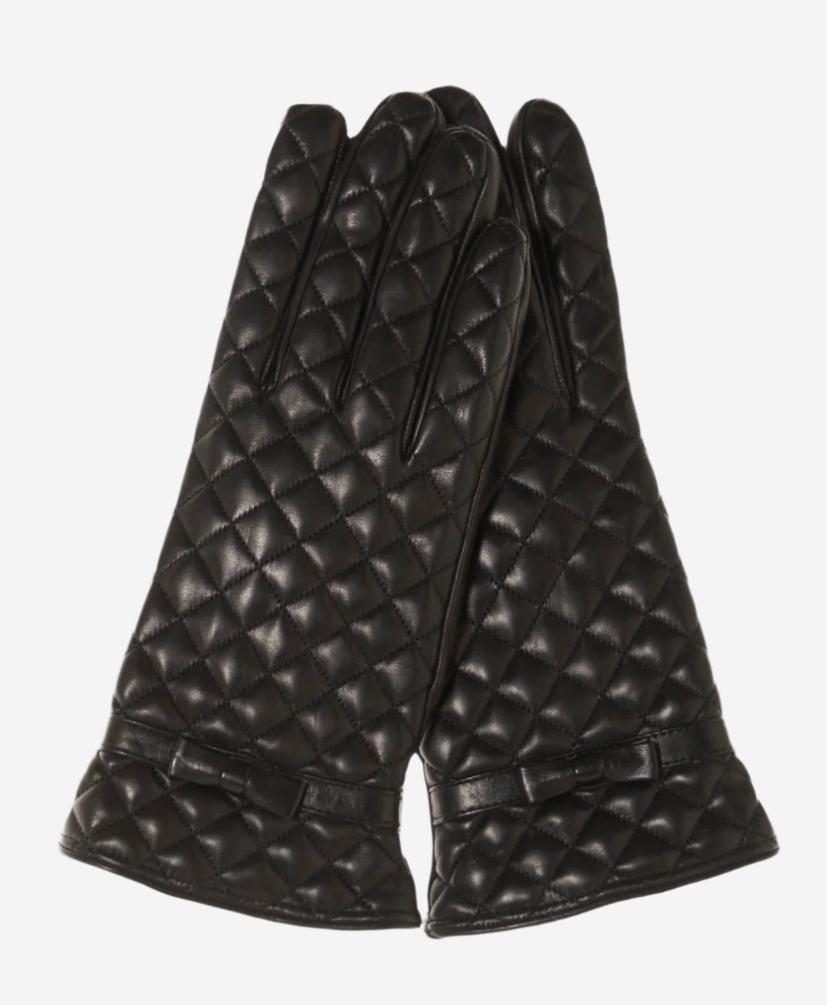 CA4643 (black) – Women’s Italian quilted leather gloves with cashmere lining and bow - Glamourous Grace
