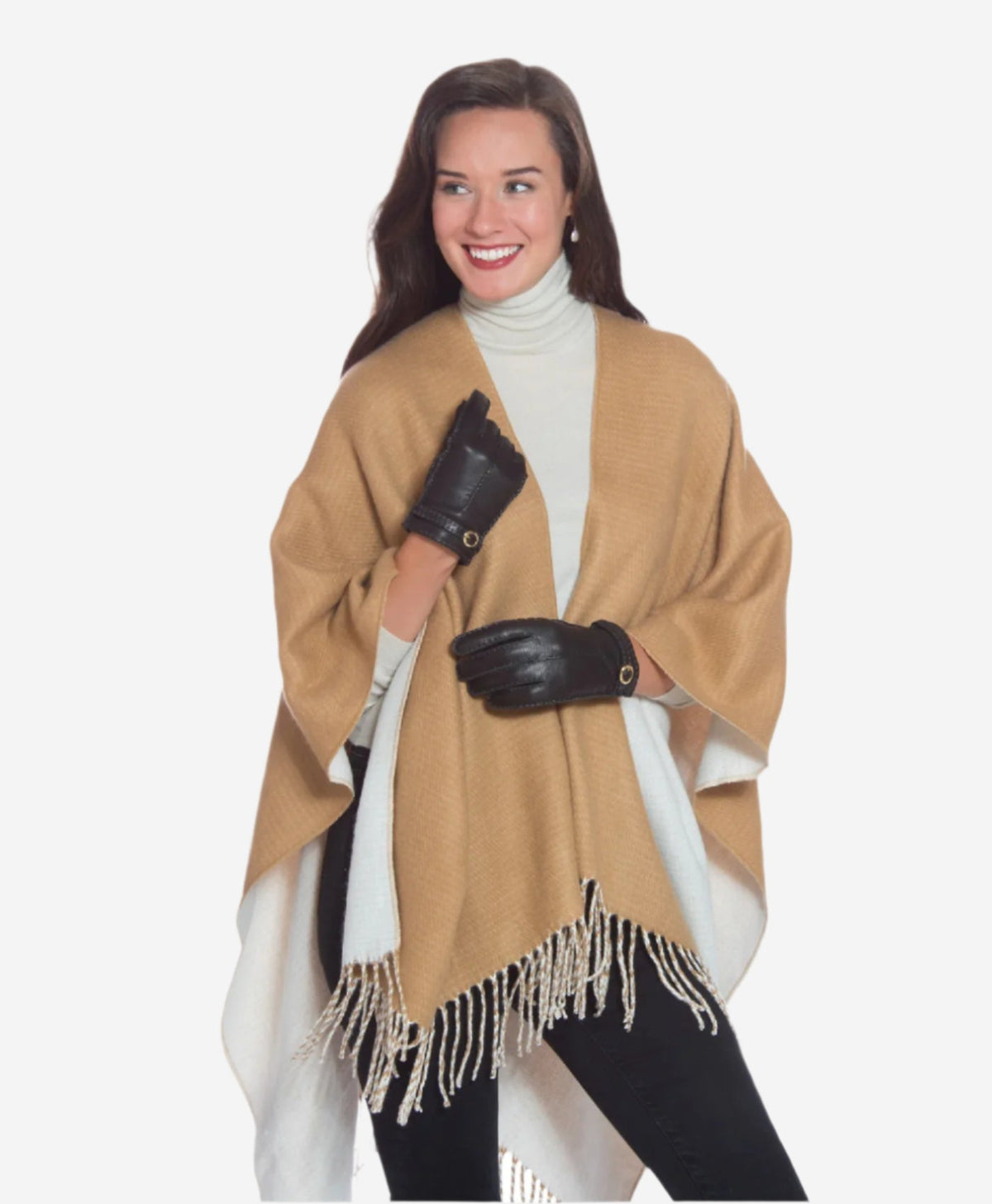 CA4661 (black) - Women’s Italian handsewn deerskin gloves with cashmere lining and distinctive strap and buckle - Glamourous Grace