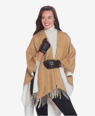 CA4661 (black) - Women’s Italian handsewn deerskin gloves with cashmere lining and distinctive strap and buckle - Glamourous Grace