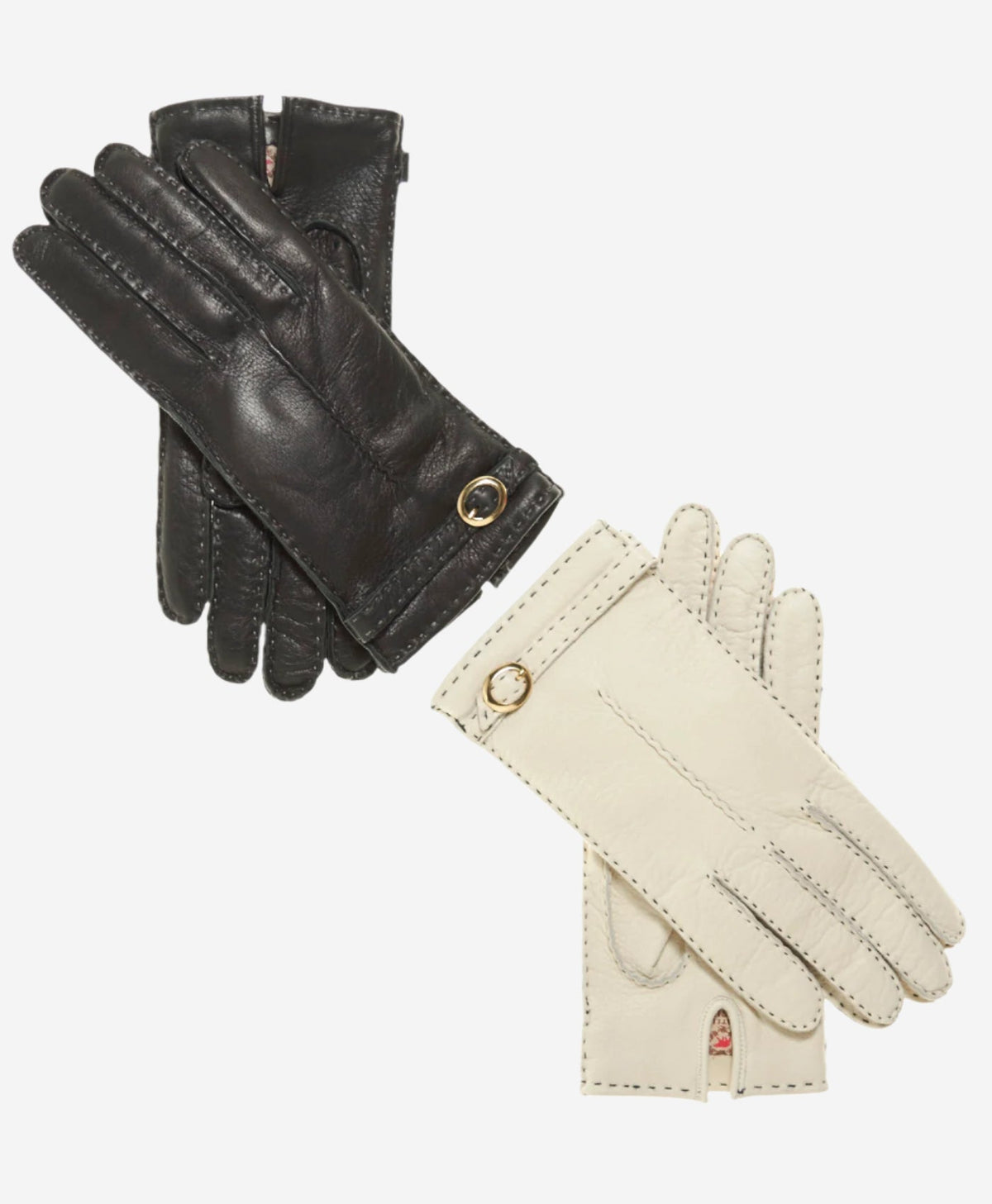 CA4661 (cream) -  Women’s Italian handsewn deerskin gloves with cashmere lining and distinctive strap and buckle - Glamourous Grace
