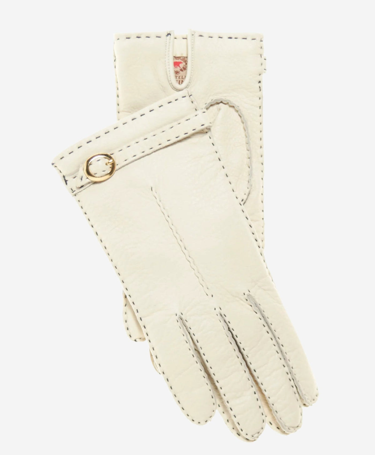 CA4661 (cream) -  Women’s Italian handsewn deerskin gloves with cashmere lining and distinctive strap and buckle - Glamourous Grace