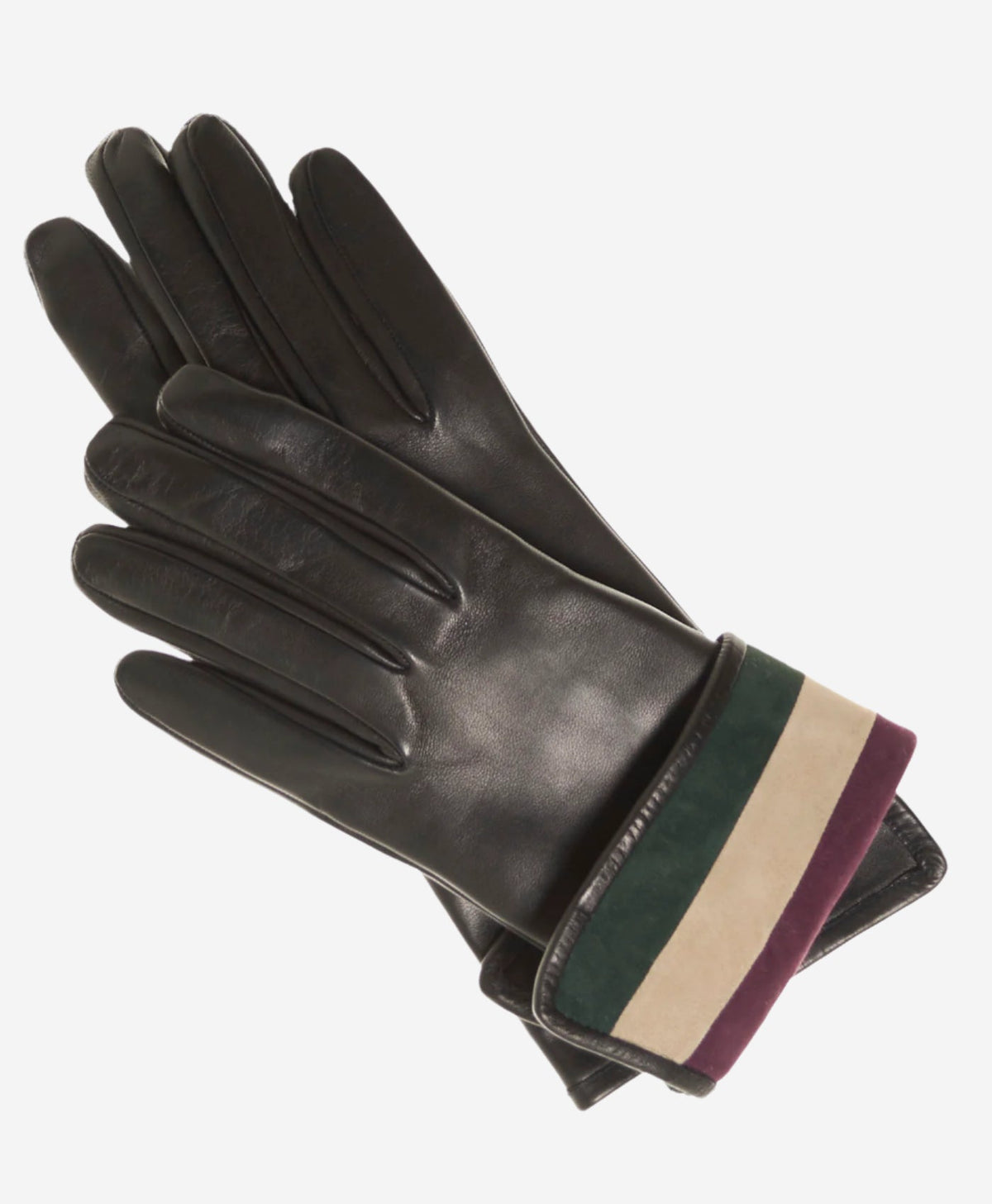 CA4662 (black) – Women’s Italian leather gloves with cashmere lining and multi-color inner cuff - Glamourous Grace