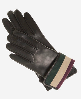 CA4662 (black) – Women’s Italian leather gloves with cashmere lining and multi-color inner cuff - Glamourous Grace