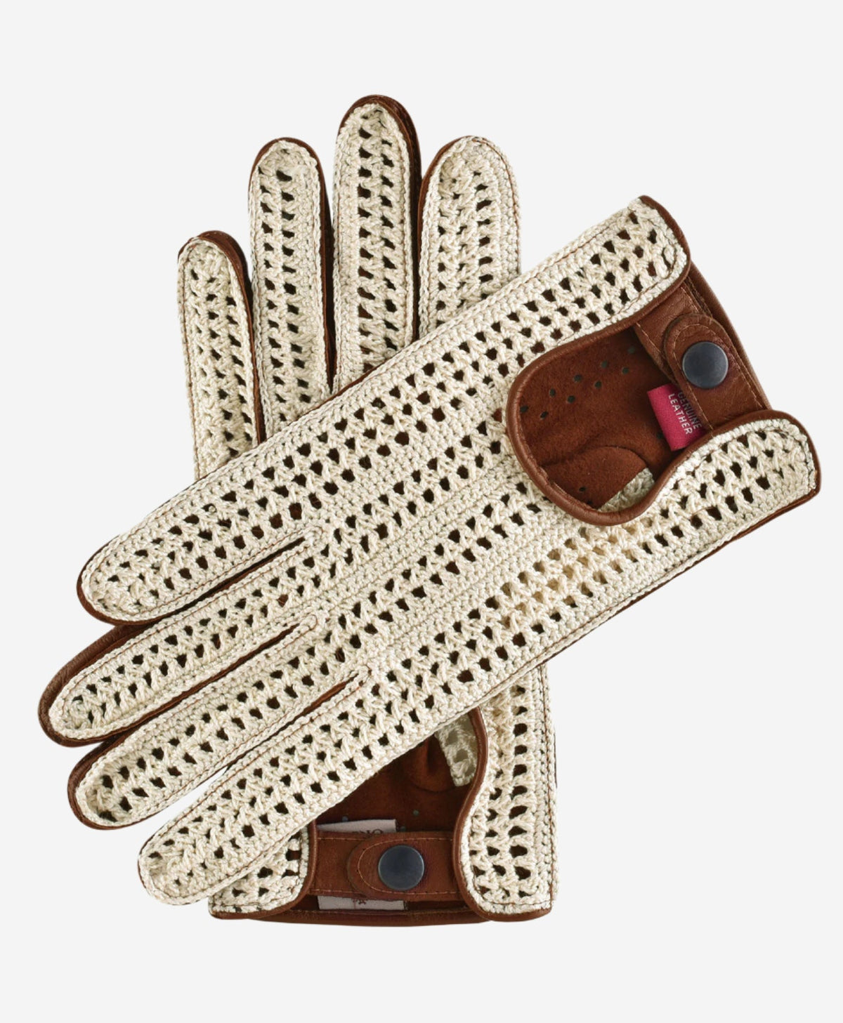CA4916 (brown) - Handsewn Italian crochet driving gloves in lambskin leather - Glamourous Grace