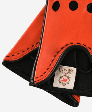 CA4918 (black/red) - Women’s unlined Italian lambskin driving gloves with ventilation holes - Glamourous Grace