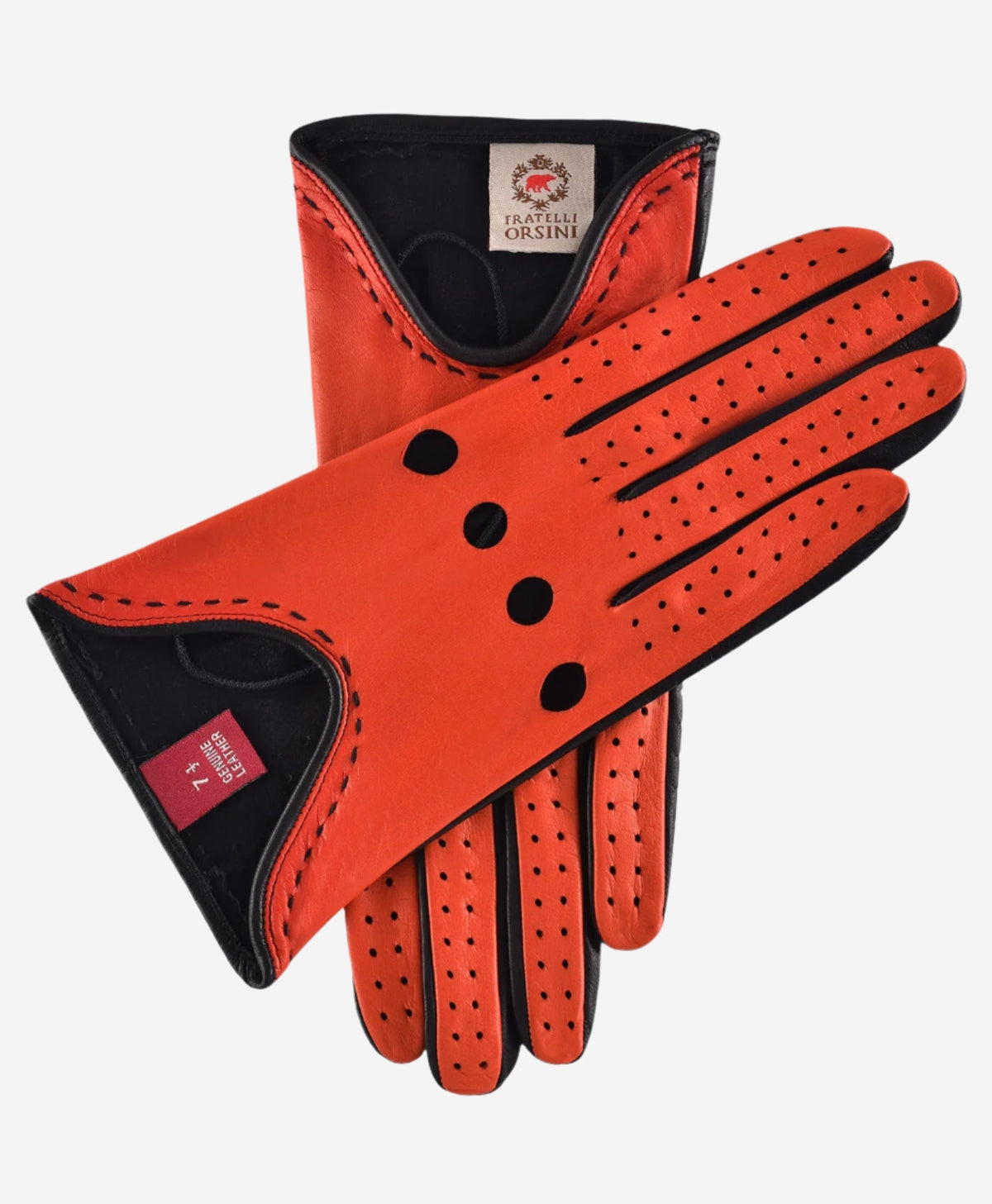 CA4918 (black/red) - Women’s unlined Italian lambskin driving gloves with ventilation holes - Glamourous Grace