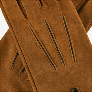 CA4941 (brown) - Women’s Italian handsewn suede gloves with cashmere lining and distinctive details - Glamourous Grace