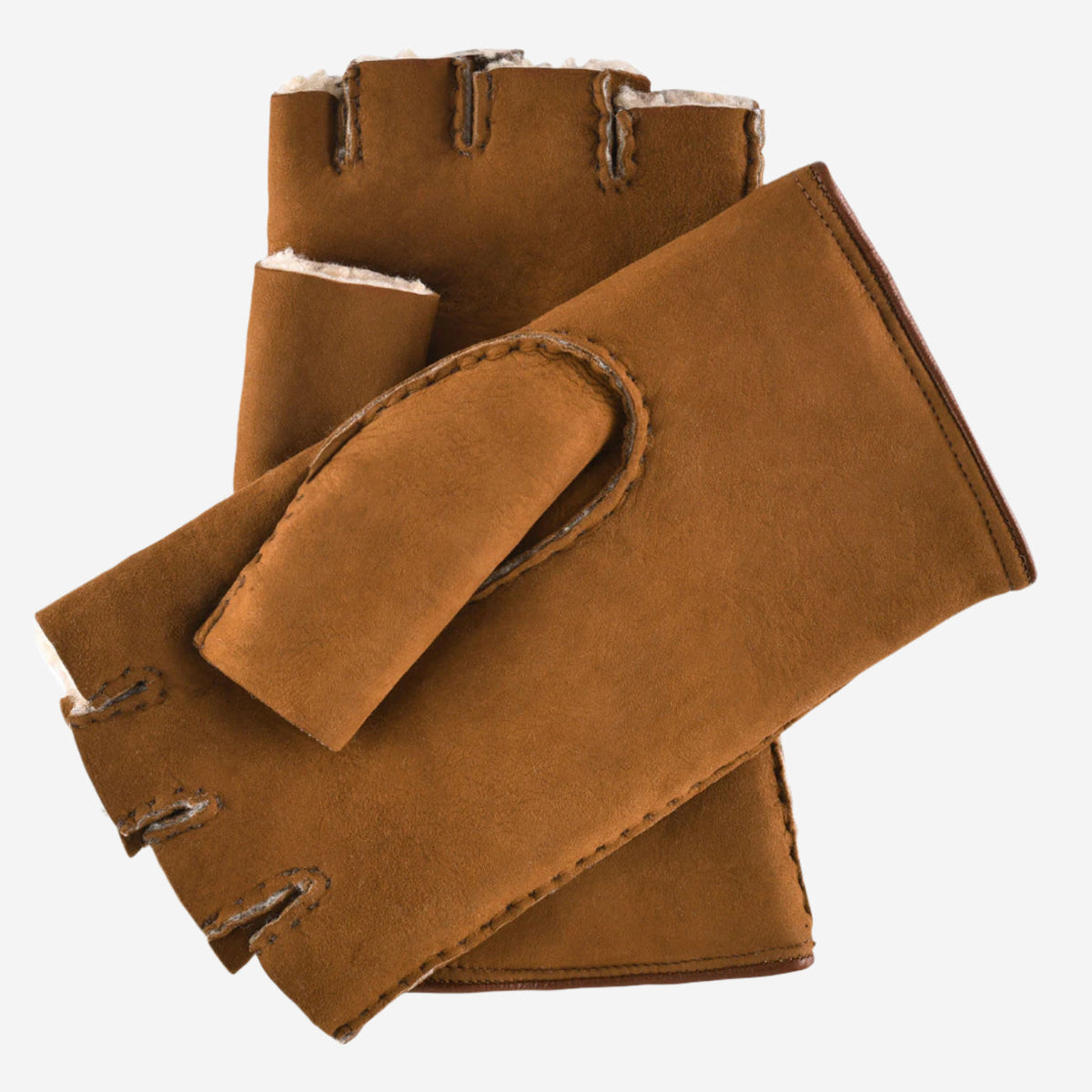 CA4956 (cognac) - Women’s Italian suede driving gloves with lambswool lining and metal studs - Glamourous Grace