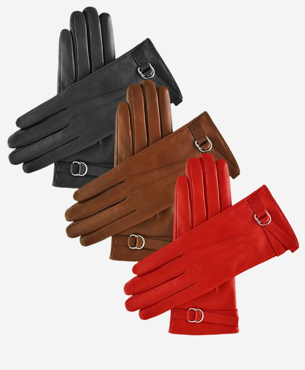CA4987 (red) - Women's Italian leather lambskin gloves with strap - Glamourous Grace