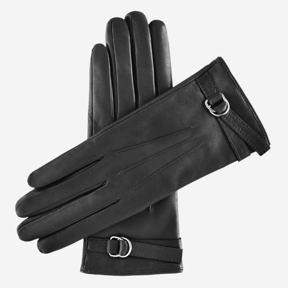 CA4987 (black) - Women's Italian Leather Lambskin Gloves with Strap - Glamourous Grace
