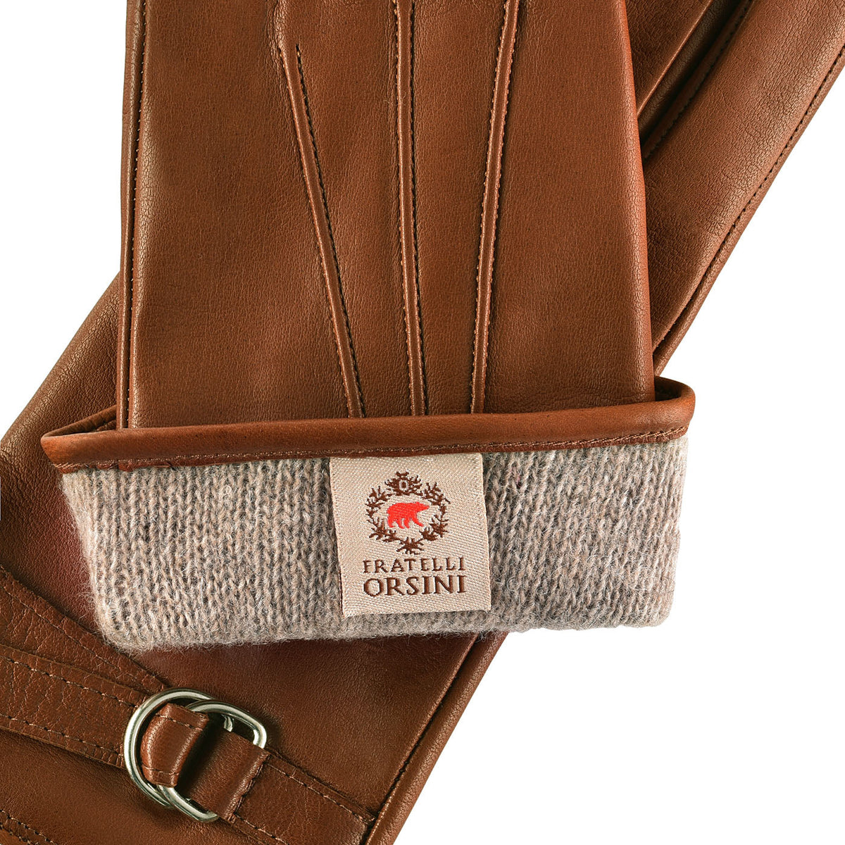 CA4987 (cognac) - Women's Italian Leather Lambskin Gloves with Strap - Glamourous Grace