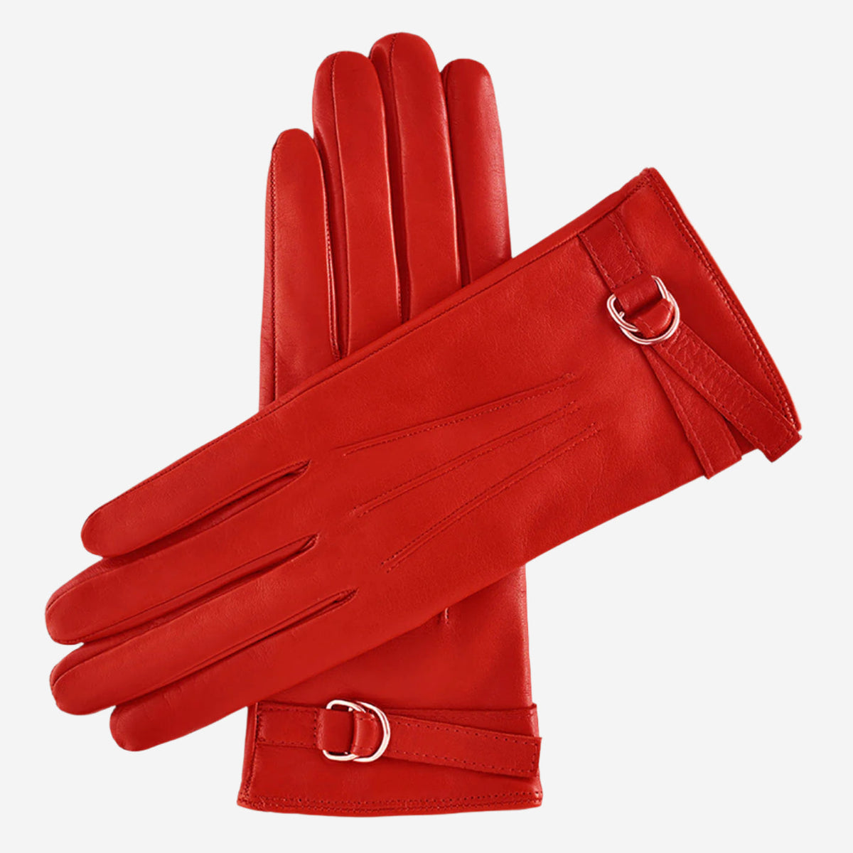 CA4987 (red) - Women's Italian leather lambskin gloves with strap - Glamourous Grace