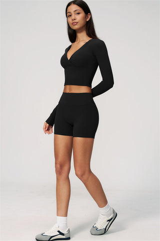 The Lox Long Sleeve Crop top Shorts 2-Piece Set