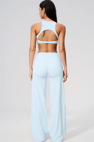 The Twirl Open Back Sports Bra Straight Leg Pants 2-Piece Set