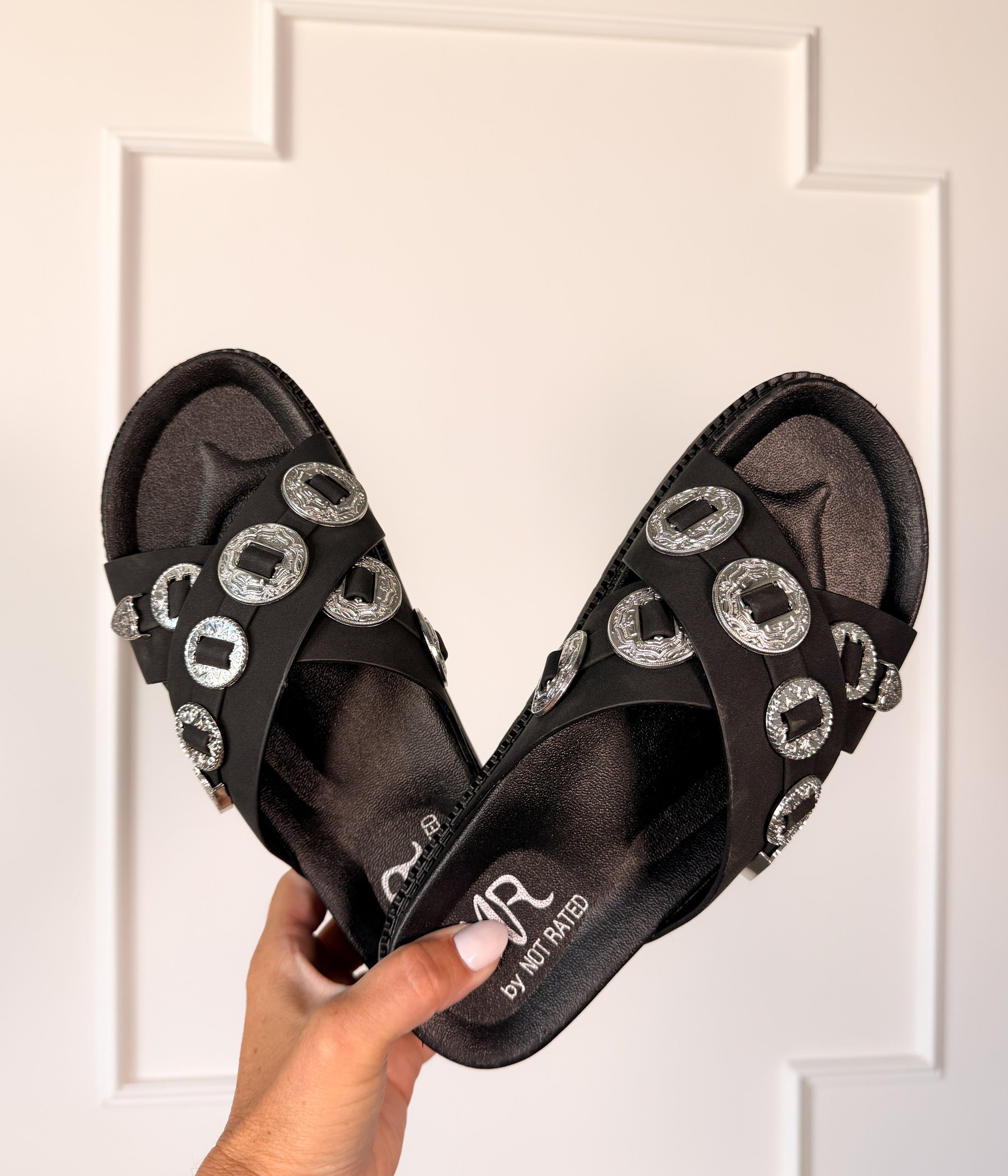 Calanthe Western Concho Sandal in Black - Glamourous Grace