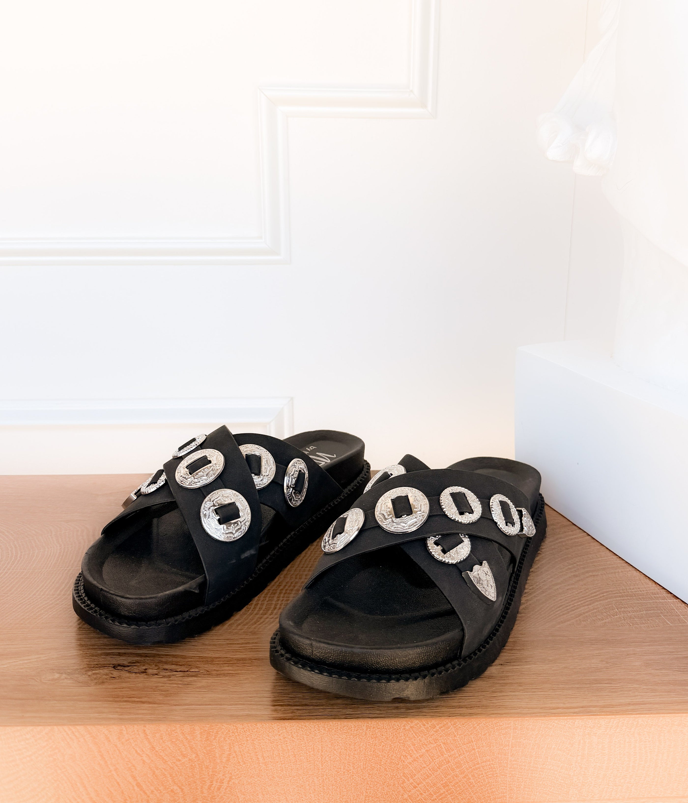 Calanthe Western Concho Sandal in Black - Glamourous Grace