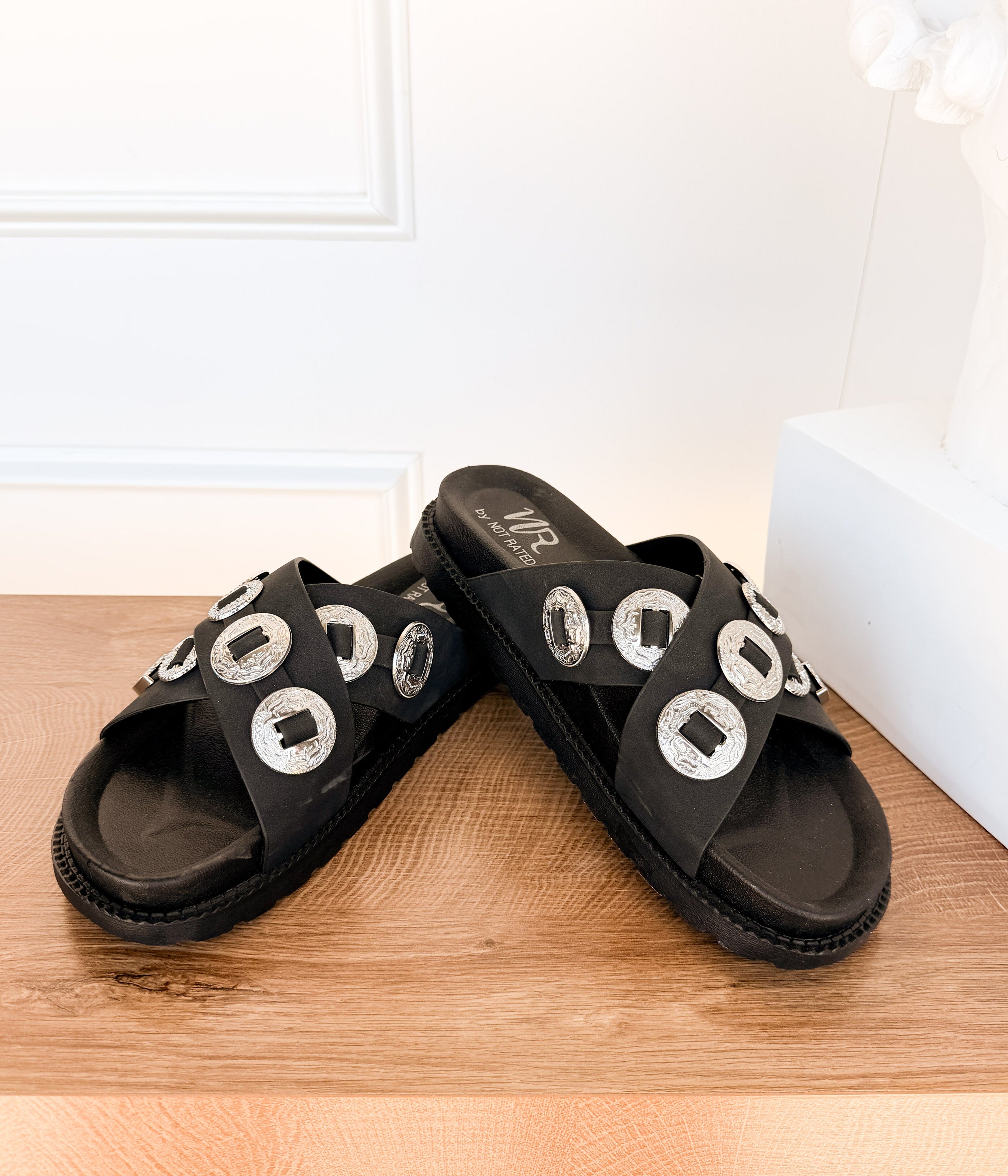 Calanthe Western Concho Sandal in Black - Glamourous Grace