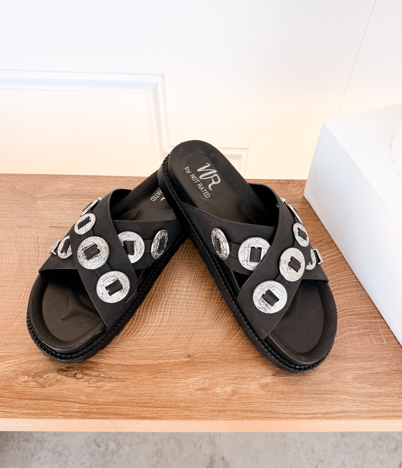 Calanthe Western Concho Sandal in Black - Glamourous Grace