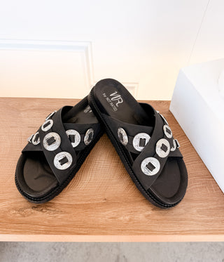 Calanthe Western Concho Sandal in Black - Glamourous Grace