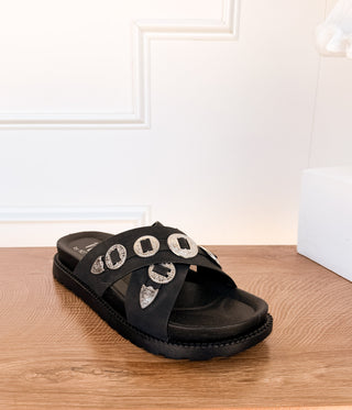 Calanthe Western Concho Sandal in Black - Glamourous Grace