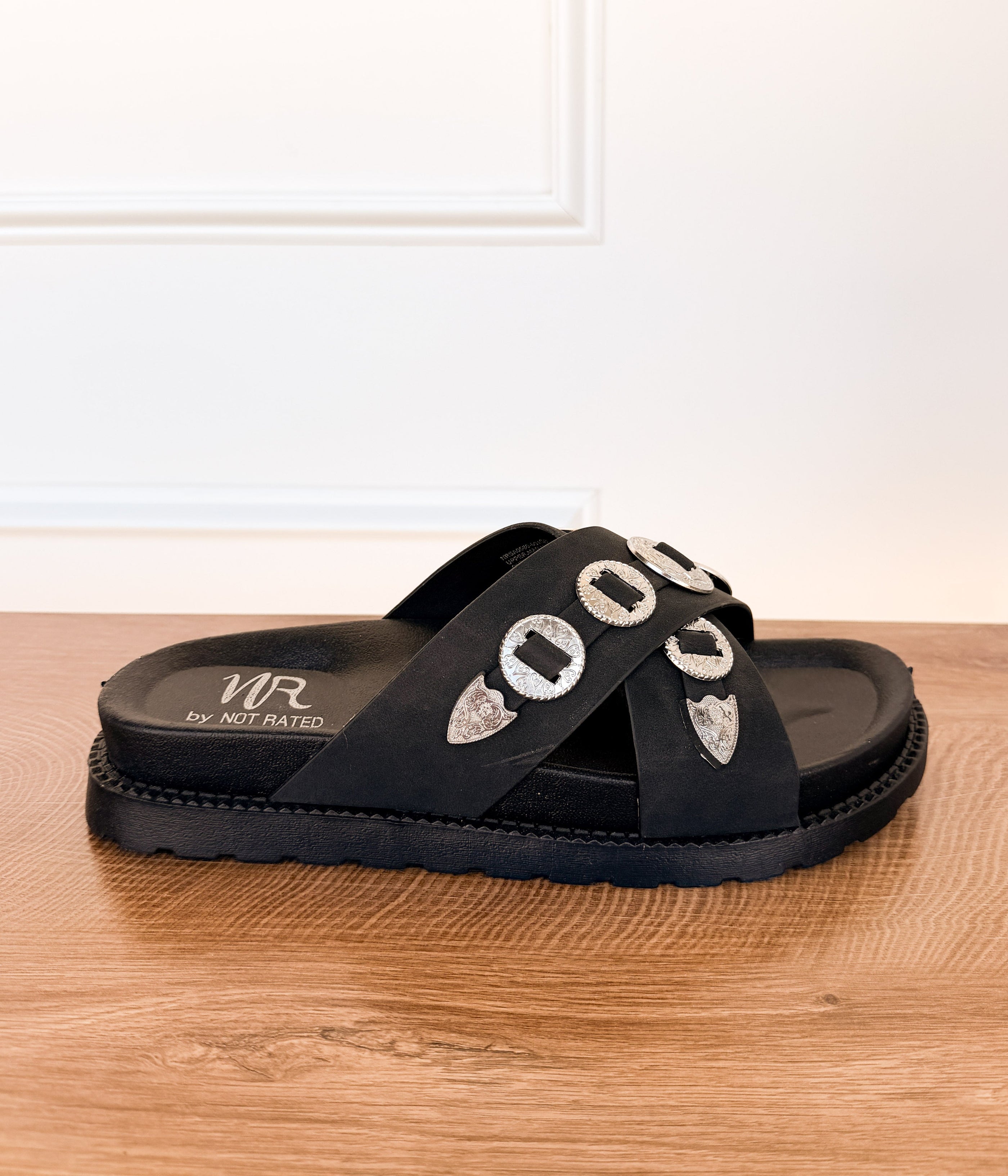 Calanthe Western Concho Sandal in Black - Glamourous Grace