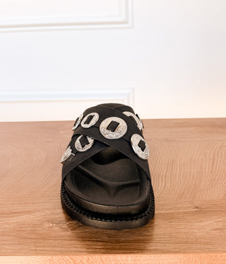 Calanthe Western Concho Sandal in Black - Glamourous Grace