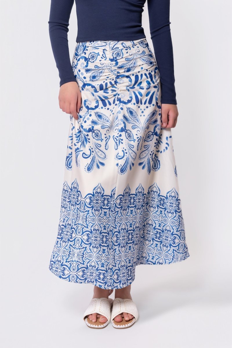 Calista Skirt (White/Blue) - Glamourous Grace