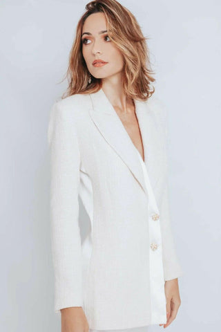 Call Me Coco Diamond Aquamarine Tweed Blazer