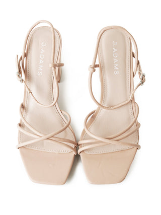 Beige J.Adams Camila heels with pointed toes and sleek design, stylish footwear for formal or casual occasions.