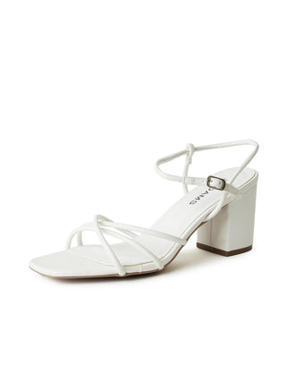 White J.Adams Camila heels with pointed toes and sleek design, shown from a side view on a neutral background.