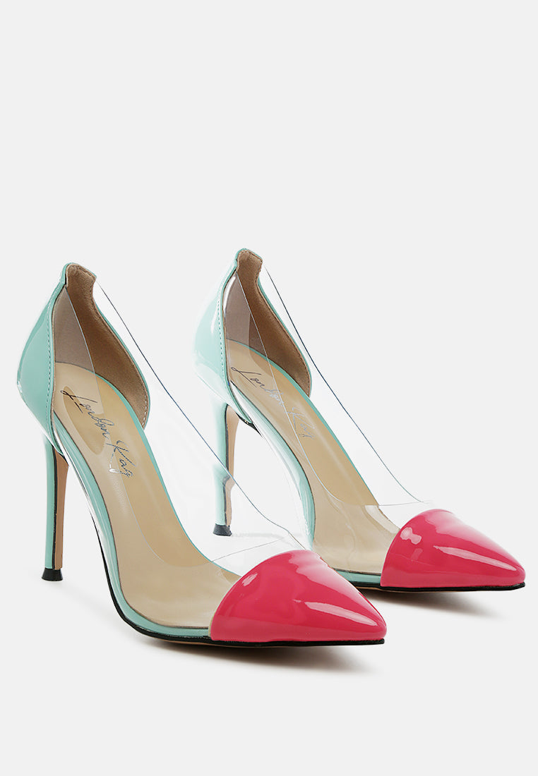 Candace Clear Patent Faux Leather Detail Pumps - Glamourous Grace